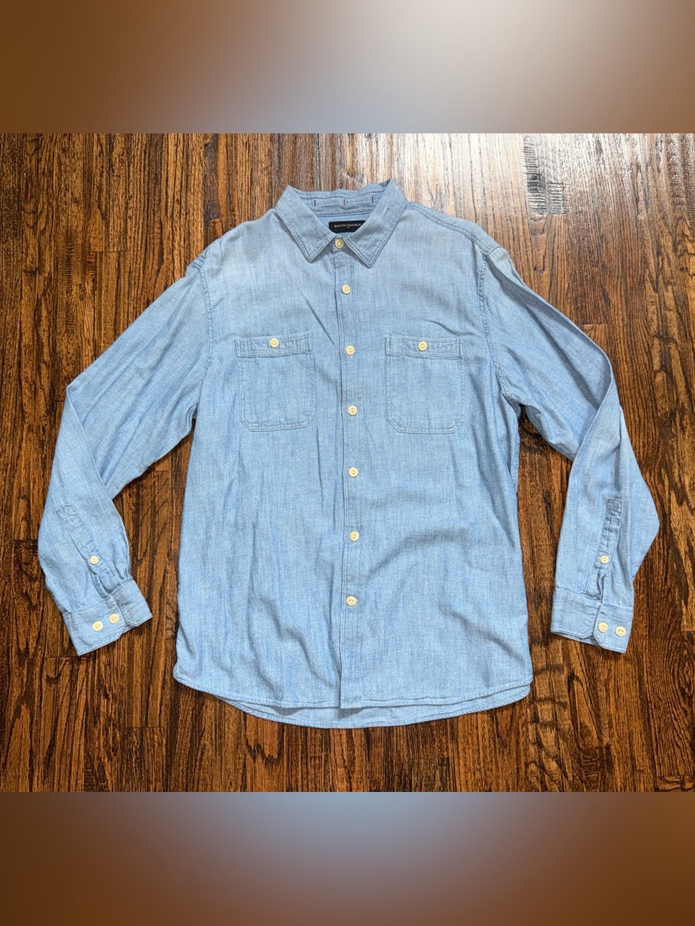 Banana Republic Slim Fit Button-Up Casual Shirt Denim Chambray Size Large